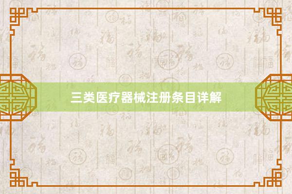 三类医疗器械注册条目详解